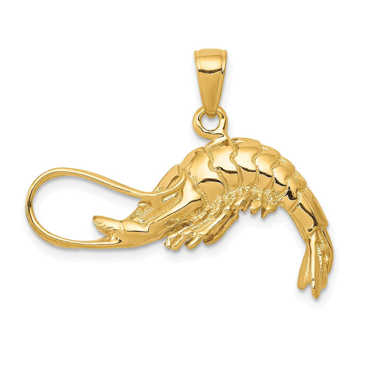 Lovely Rita's Pendants & Charms 14K Yellow Gold Polished Finish Solid 3-Dimensional Shrimp Charm Pendant