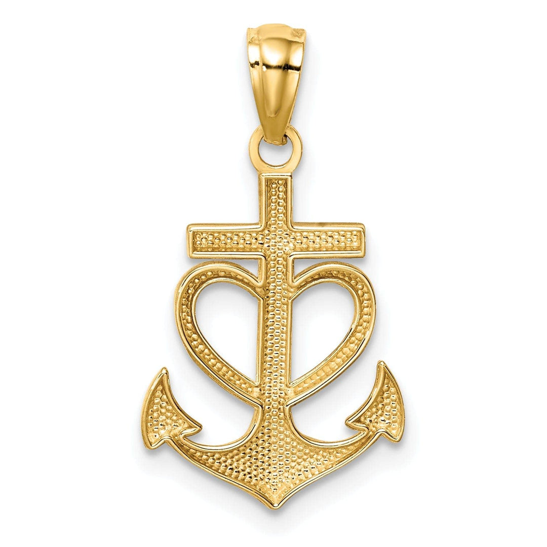 Lovely Rita's Pendants & Charms 14K Yellow Gold Polished Finish Solid Anchor with Heart Design Pendant
