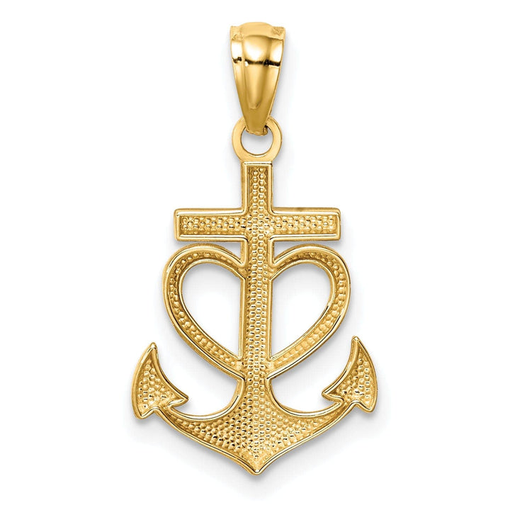 Lovely Rita's Pendants & Charms 14K Yellow Gold Polished Finish Solid Anchor with Heart Design Pendant