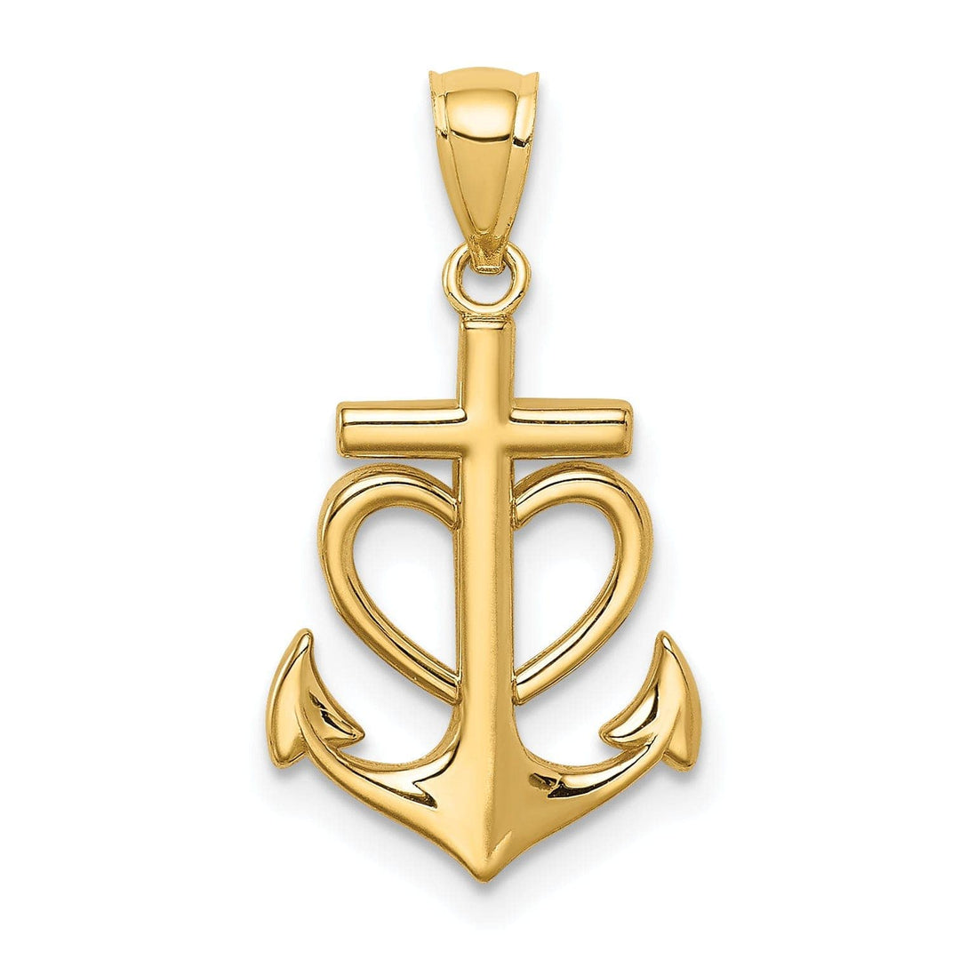 Lovely Rita's Pendants & Charms 14K Yellow Gold Polished Finish Solid Anchor with Heart Design Pendant