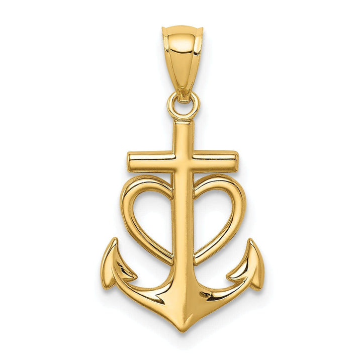 Lovely Rita's Pendants & Charms 14K Yellow Gold Polished Finish Solid Anchor with Heart Design Pendant