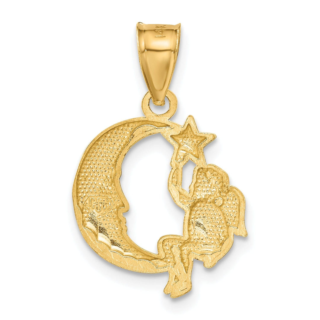 Lovely Rita's Pendants & Charms 14K Yellow Gold Polished Finish Solid Angel in Moon and Star Pendant