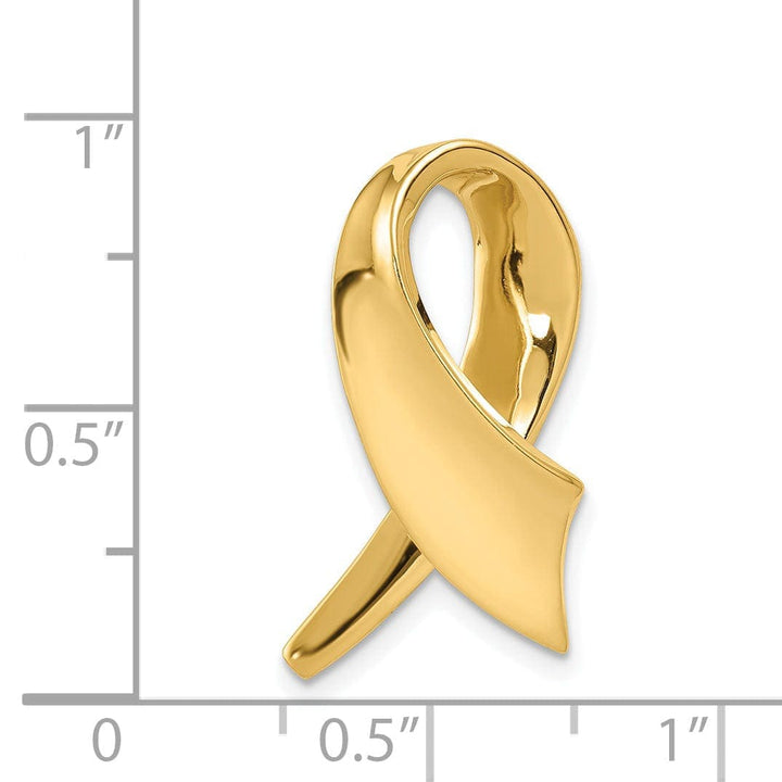 Lovely Rita's Pendants & Charms 14K Yellow Gold Polished Finish Solid Awareness Ribbon Design Omega Slide Pendant fits upto 10 mm Omega