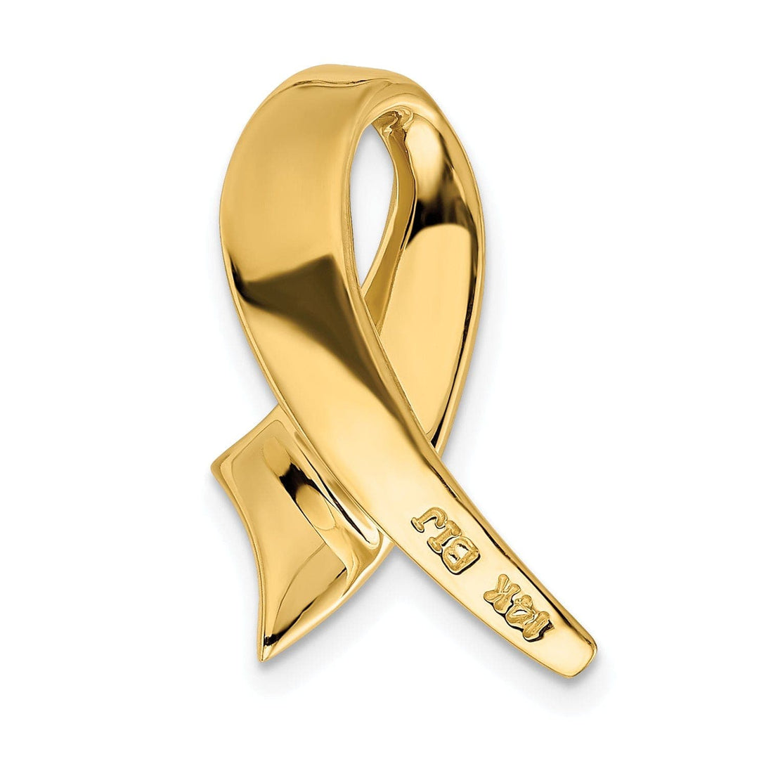 Lovely Rita's Pendants & Charms 14K Yellow Gold Polished Finish Solid Awareness Ribbon Design Omega Slide Pendant fits upto 10 mm Omega