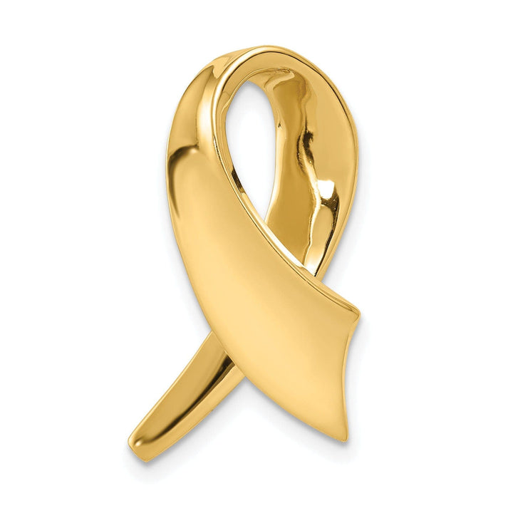 Lovely Rita's Pendants & Charms 14K Yellow Gold Polished Finish Solid Awareness Ribbon Design Omega Slide Pendant fits upto 10 mm Omega