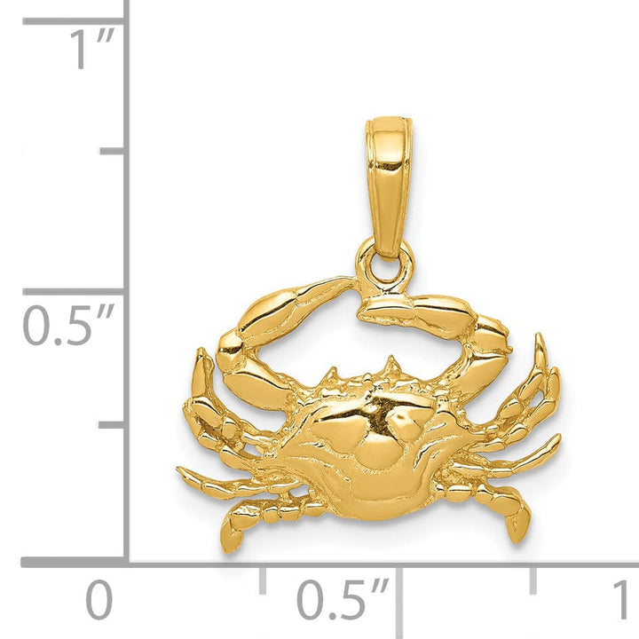 Lovely Rita's Pendants & Charms 14k Yellow Gold Polished Finish Solid Blue Claw Crab Charm Pendant