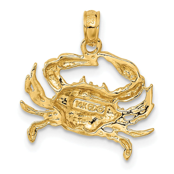 Lovely Rita's Pendants & Charms 14k Yellow Gold Polished Finish Solid Blue Claw Crab Charm Pendant