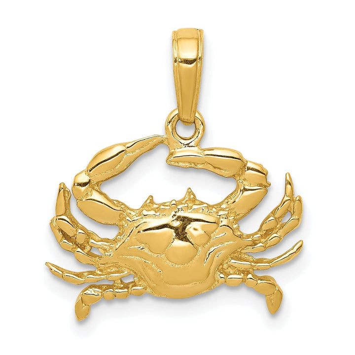 Lovely Rita's Pendants & Charms 14k Yellow Gold Polished Finish Solid Blue Claw Crab Charm Pendant