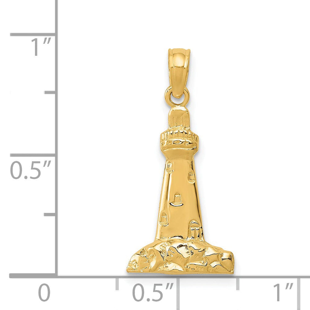 Lovely Rita's Pendants & Charms 14k Yellow Gold Polished Finish Solid CAPE MAY Lighthouse Charm Pendant