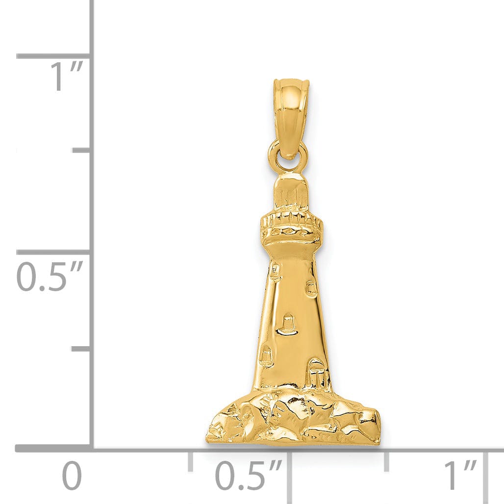 Lovely Rita's Pendants & Charms 14k Yellow Gold Polished Finish Solid CAPE MAY Lighthouse Charm Pendant