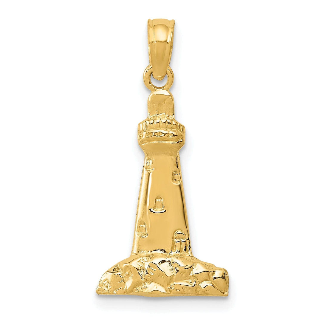 Lovely Rita's Pendants & Charms 14k Yellow Gold Polished Finish Solid CAPE MAY Lighthouse Charm Pendant