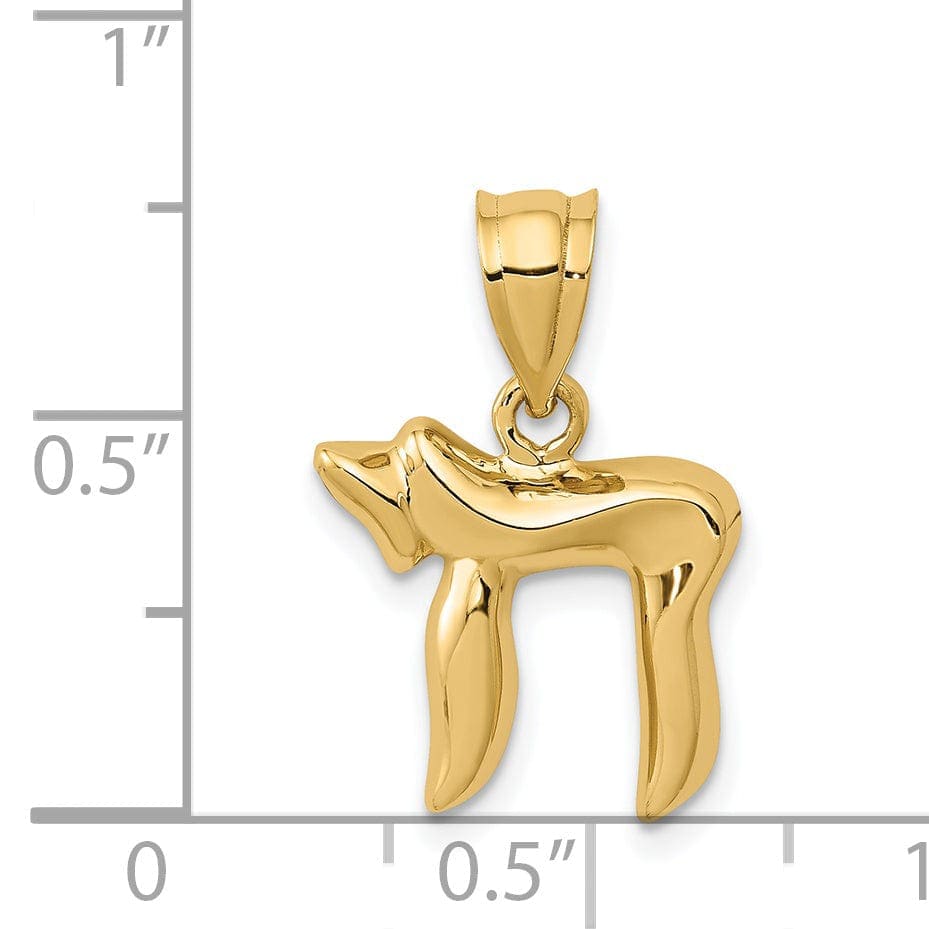 Lovely Rita's Pendants & Charms 14K Yellow Gold Polished Finish Solid Chai Design Charm Pendant