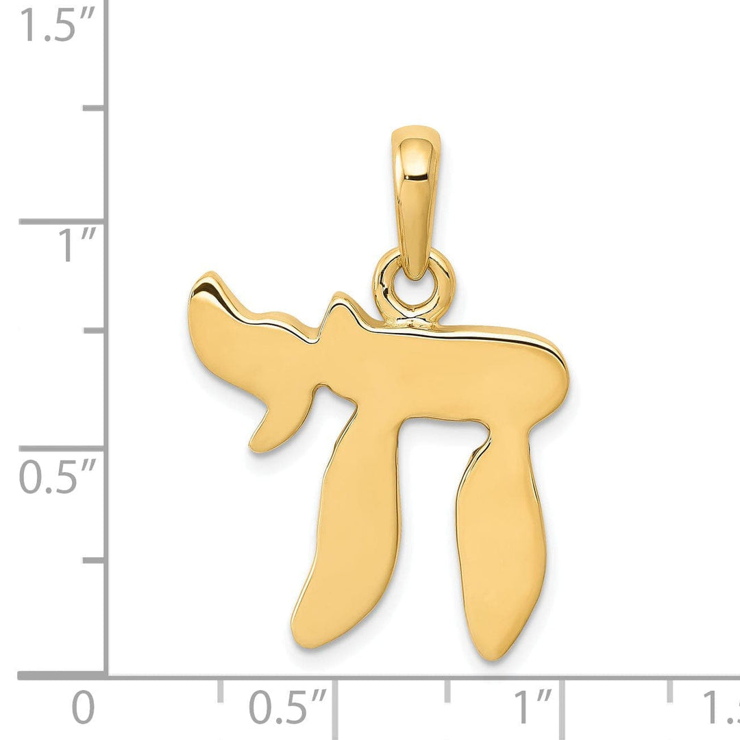 Lovely Rita's Pendants & Charms 14K Yellow Gold Polished Finish Solid Chai Design Charm Pendant