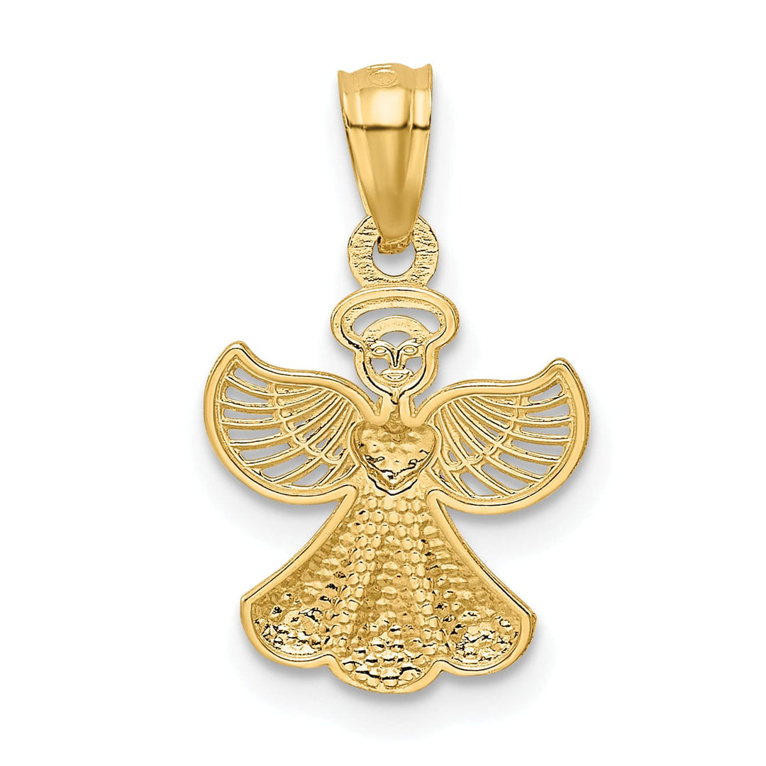 Lovely Rita's Pendants & Charms 14k Yellow Gold Polished Finish Solid Concave Angel With Heart Pendant