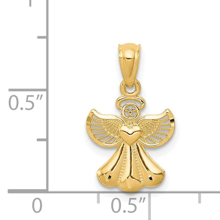 Lovely Rita's Pendants & Charms 14k Yellow Gold Polished Finish Solid Concave Angel With Heart Pendant
