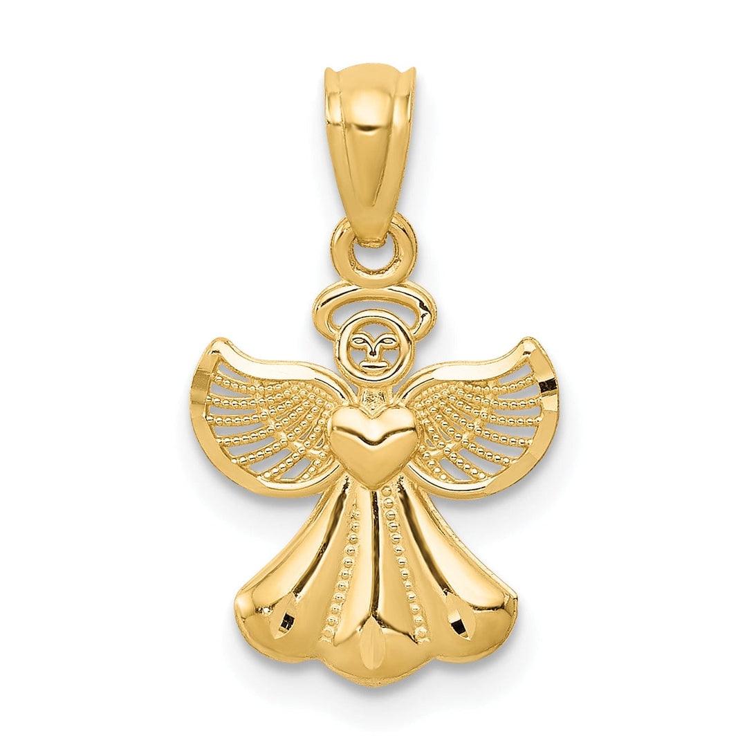 Lovely Rita's Pendants & Charms 14k Yellow Gold Polished Finish Solid Concave Angel With Heart Pendant
