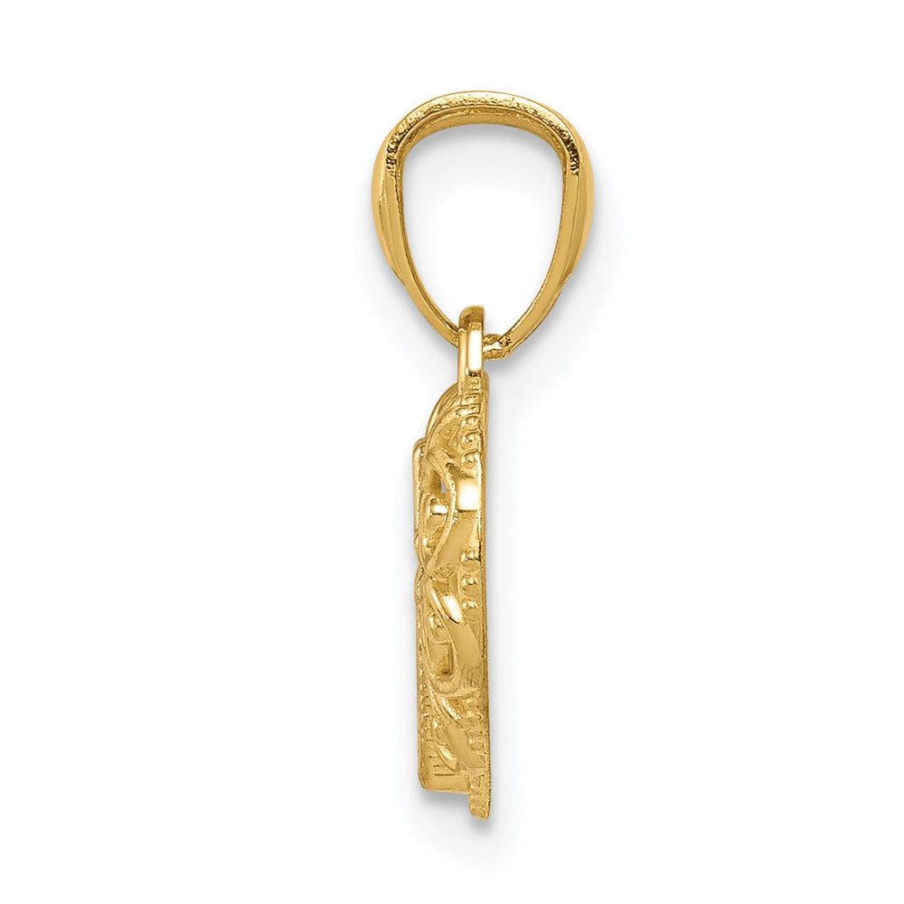 Lovely Rita's Pendants & Charms 14k Yellow Gold Polished Finish Solid Concave Cross in Heart Pendant