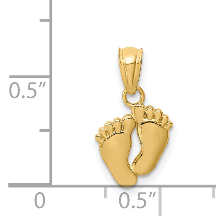Lovely Rita's Pendants & Charms 14k Yellow Gold Polished Finish Solid Concave Small Feet Pendant