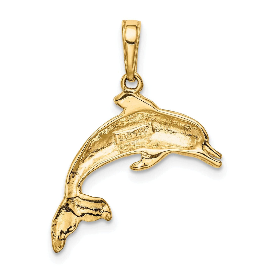 Lovely Rita's Pendants & Charms 14k Yellow Gold Polished Finish Solid Dolphin Charm Pendant