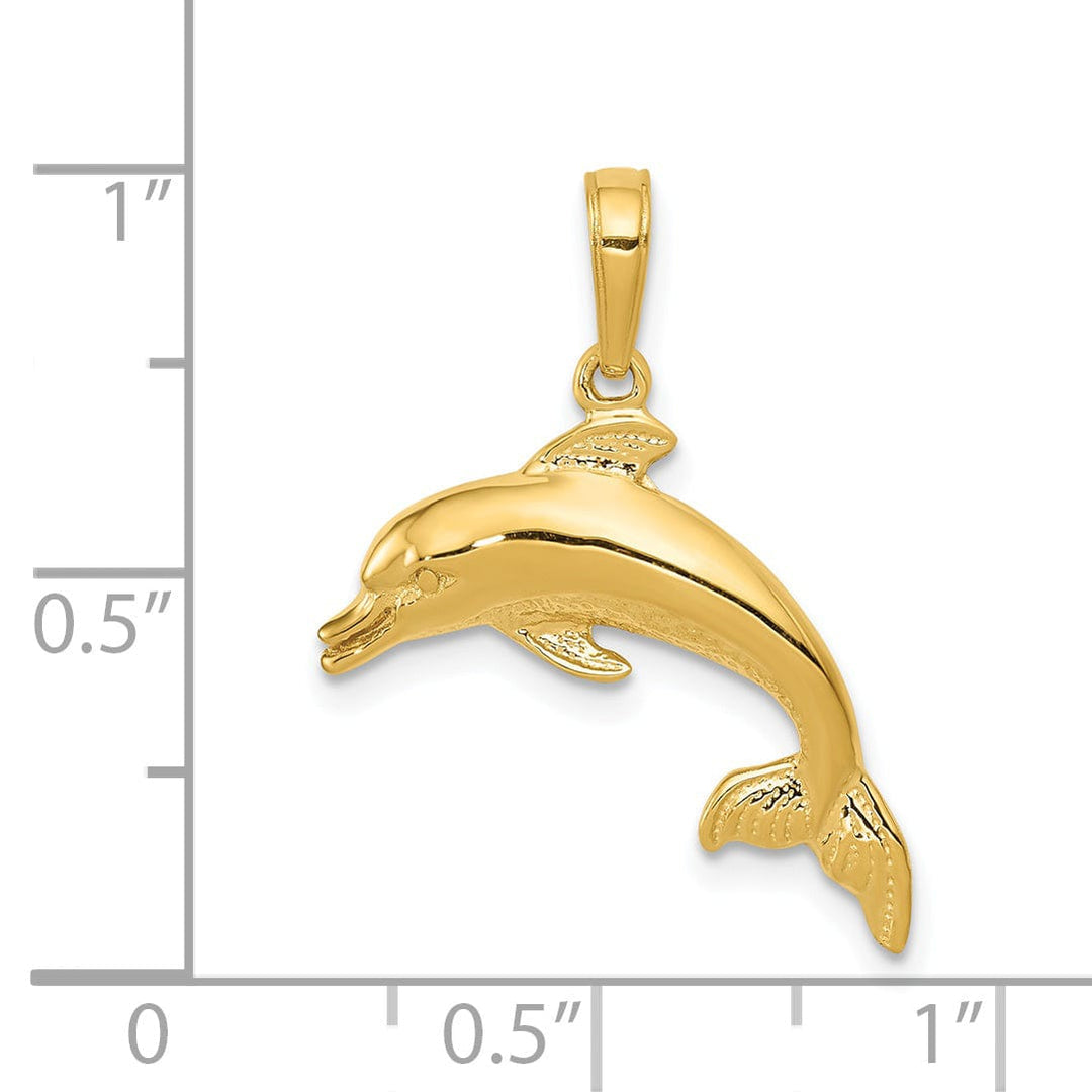 Lovely Rita's Pendants & Charms 14k Yellow Gold Polished Finish Solid Dolphin Charm Pendant