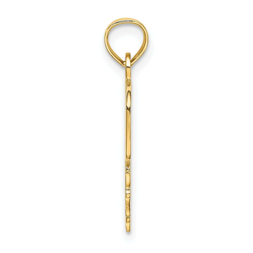 Lovely Rita's Pendants & Charms 14k Yellow Gold Polished Finish Solid Flat Back DADDYS GIRL Heart & Engrave Banner Design Charm Pendant