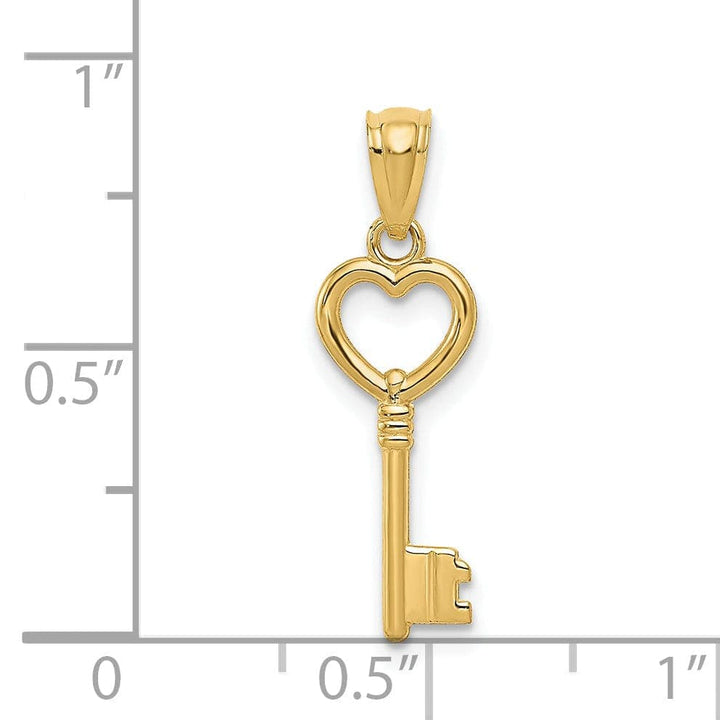 Lovely Rita's Pendants & Charms 14K Yellow Gold Polished Finish Solid Heart Design Key Charm Pendant