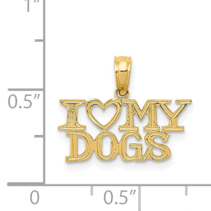 Lovely Rita's Pendants & Charms 14k Yellow Gold Polished Finish Solid I HEART MY DOGS Charm Pendant