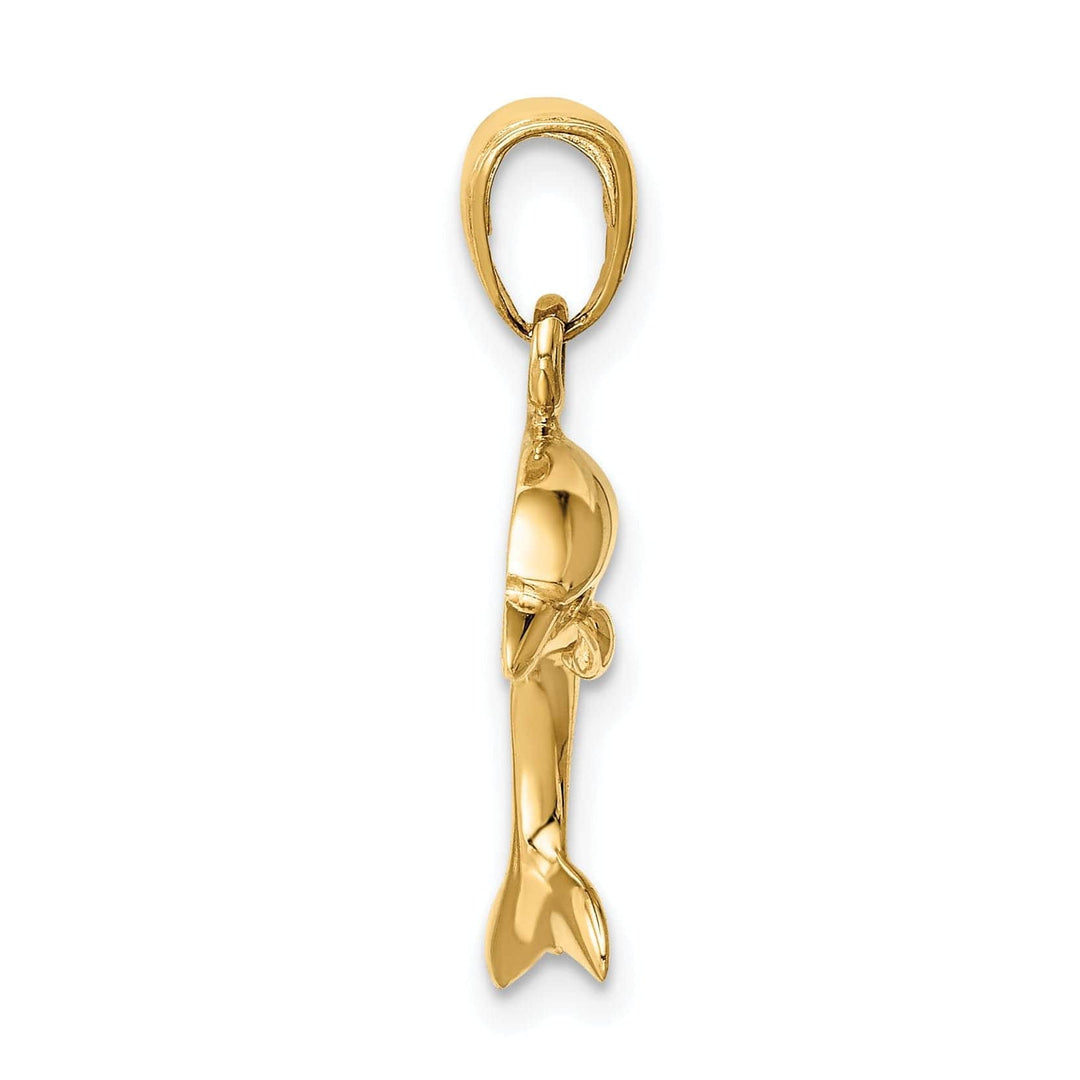 Lovely Rita's Pendants & Charms 14k Yellow Gold Polished Finish Solid Jumping Design Dolphin Charm Pendant