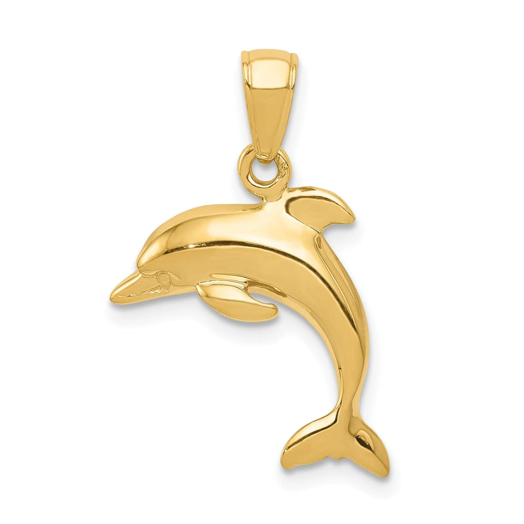Lovely Rita's Pendants & Charms 14k Yellow Gold Polished Finish Solid Jumping Design Dolphin Charm Pendant