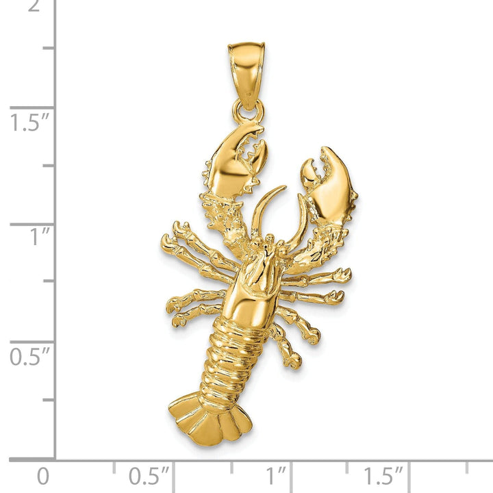 Lovely Rita's Pendants & Charms 14k Yellow Gold Polished Finish Solid Maine Lobster Charm Pendant
