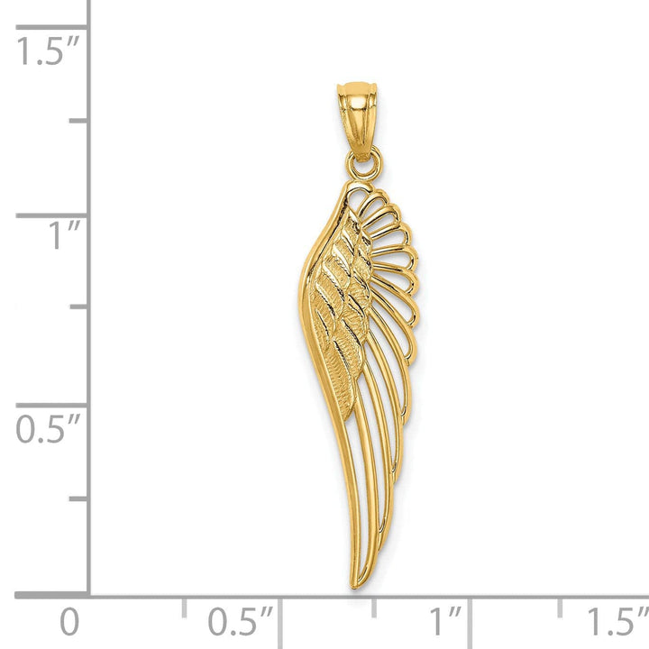 Lovely Rita's Pendants & Charms 14K Yellow Gold Polished Finish Solid Men's Angel Wing Pendant