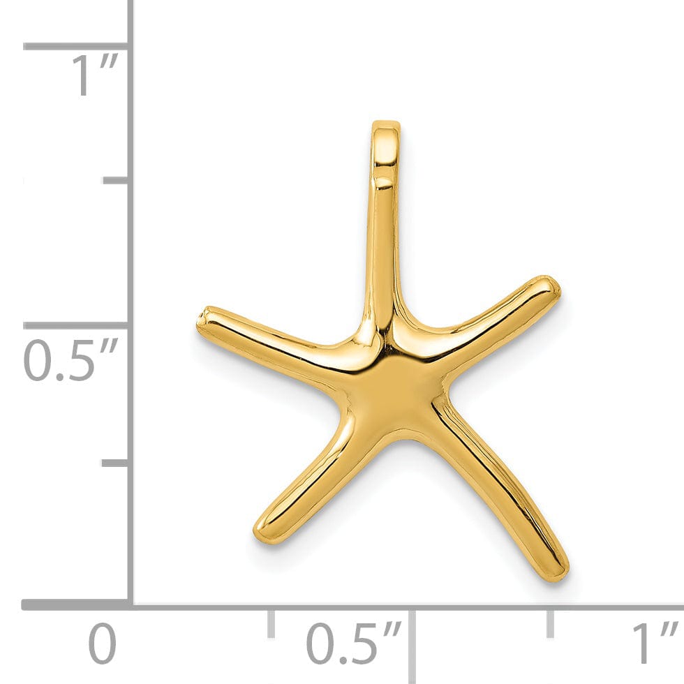 Lovely Rita's Pendants & Charms 14k Yellow Gold Polished Finish Solid Men's Starfish Chain Slide Pendant Will Not Fit Omega Chains