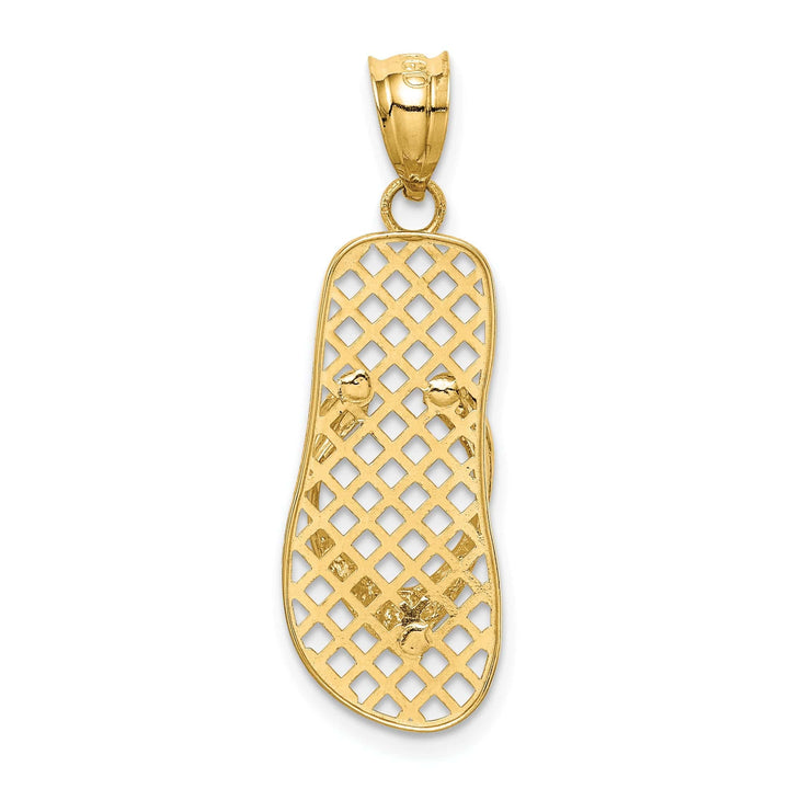 Lovely Rita's Pendants & Charms 14k Yellow Gold Polished Finish Solid Open Back Mesh Design Single Flip flop Sandle Charm Pendant