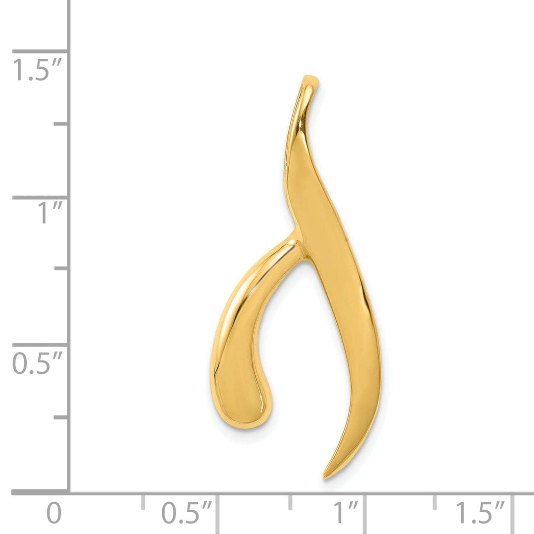 Lovely Rita's Pendants & Charms 14K Yellow Gold Polished Finish Solid Reversible Fancy Ridge Style Design Omega Slide Pendant fits upto 3 mm Omega