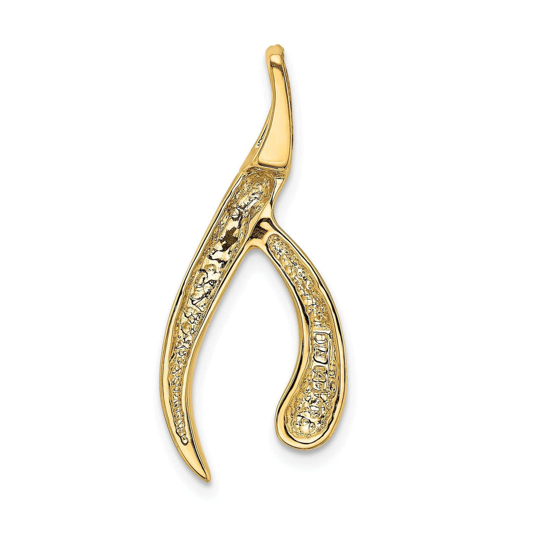 Lovely Rita's Pendants & Charms 14K Yellow Gold Polished Finish Solid Reversible Fancy Ridge Style Design Omega Slide Pendant fits upto 3 mm Omega