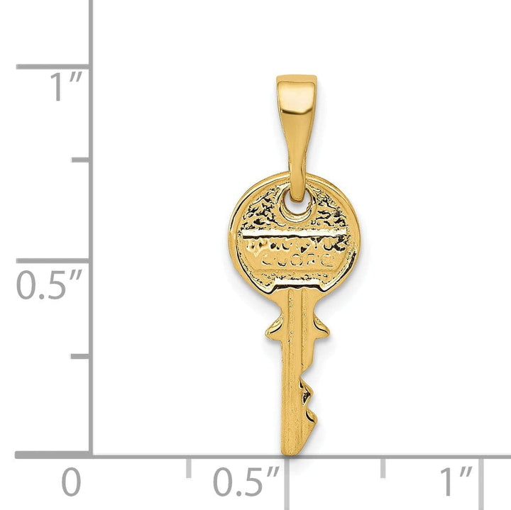 Lovely Rita's Pendants & Charms 14K Yellow Gold Polished Finish Solid Round Top Key Design Charm Pendant