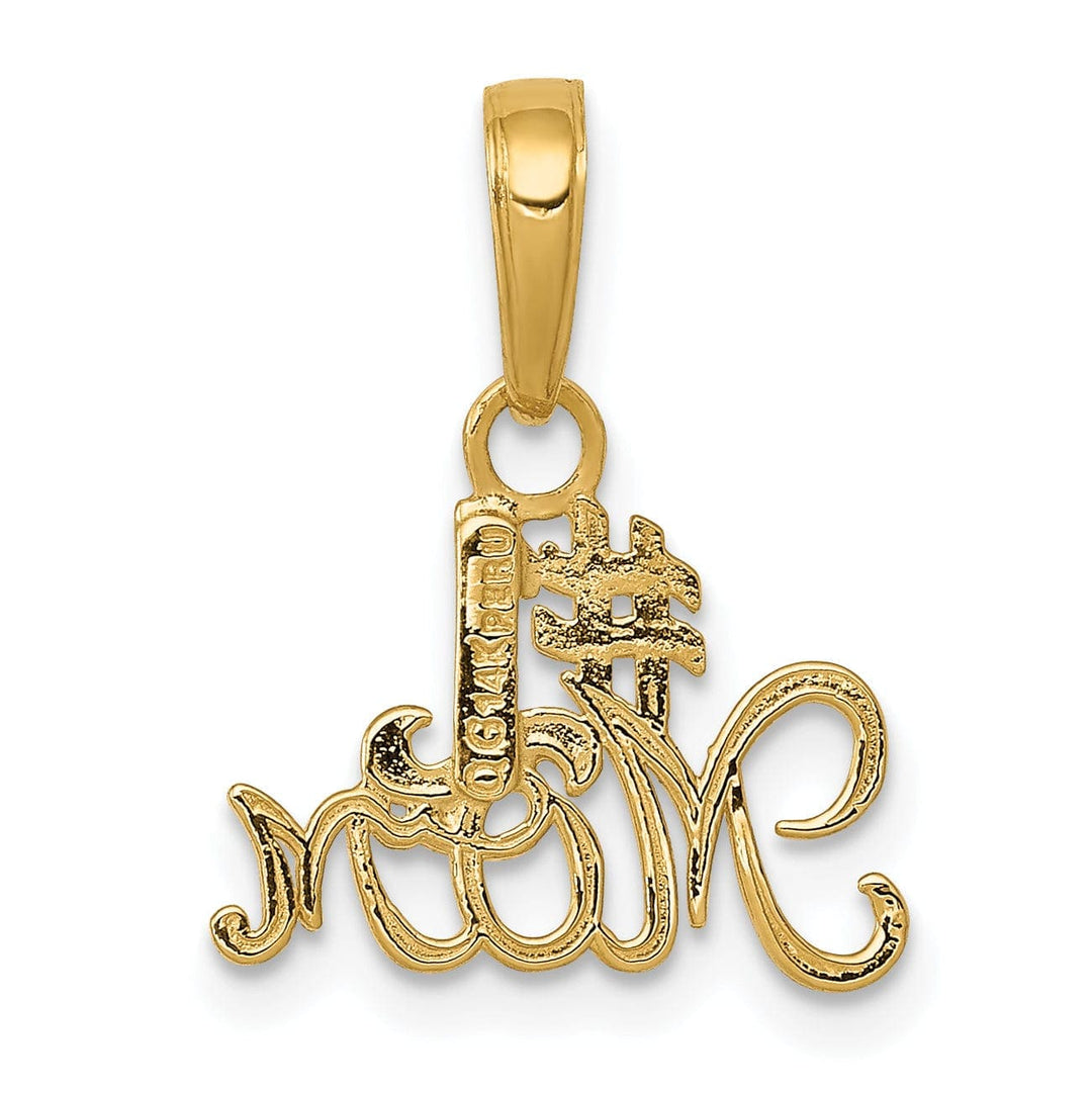 Lovely Rita's Pendants & Charms 14k Yellow Gold Polished Finish Solid Script #1 MOM Design Pendant