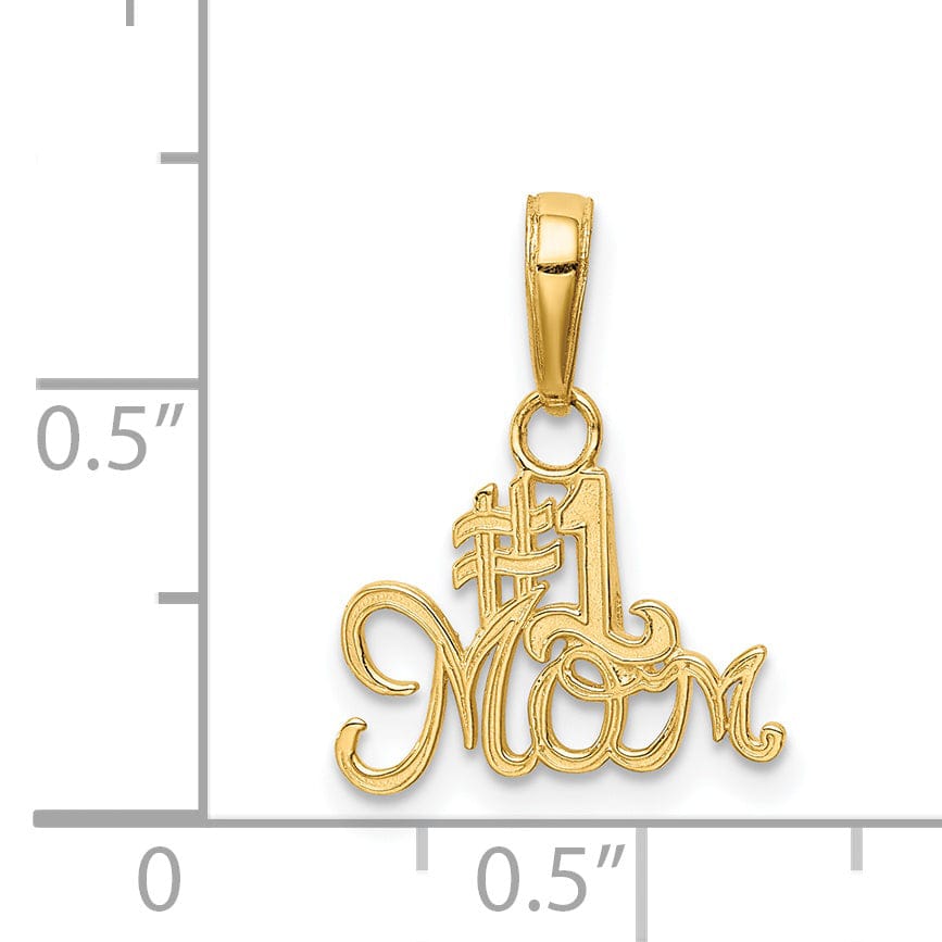 Lovely Rita's Pendants & Charms 14k Yellow Gold Polished Finish Solid Script #1 MOM Design Pendant