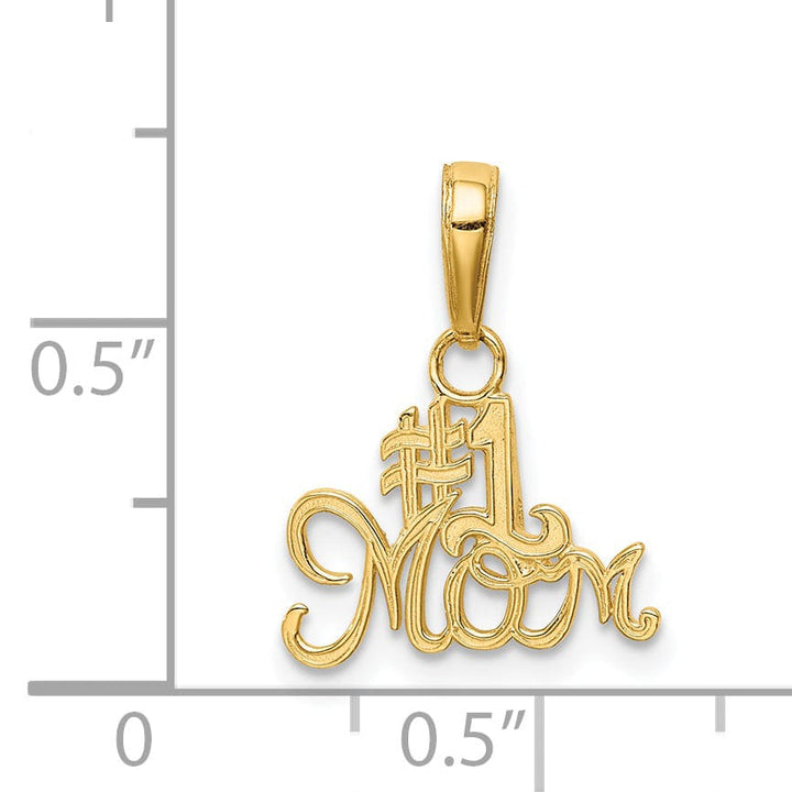 Lovely Rita's Pendants & Charms 14k Yellow Gold Polished Finish Solid Script #1 MOM Design Pendant