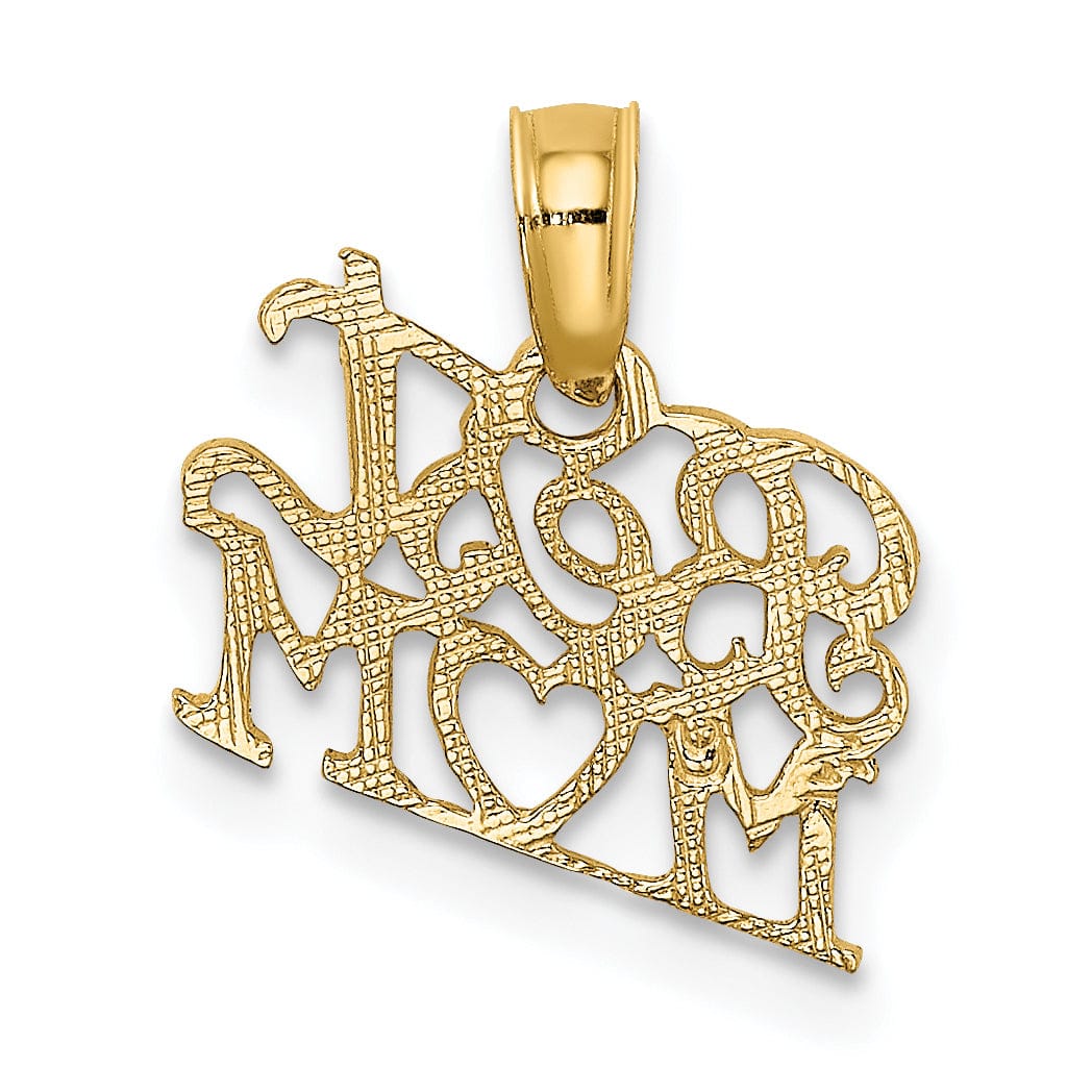 Lovely Rita's Pendants & Charms 14K Yellow Gold Polished Finish Solid Script BEST MOM with Heart Charm Pendant
