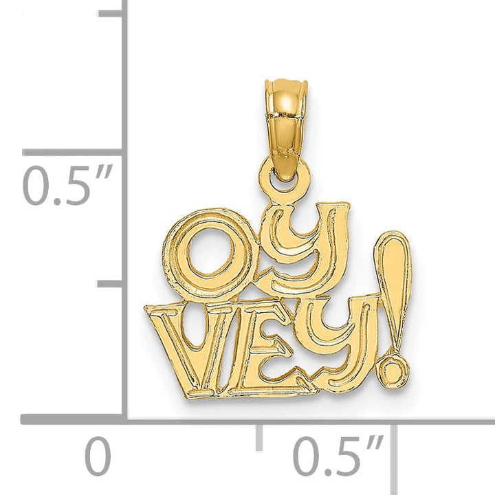 Lovely Rita's Pendants & Charms 14K Yellow Gold Polished Finish Solid Script OY VEY! Charm Pendant