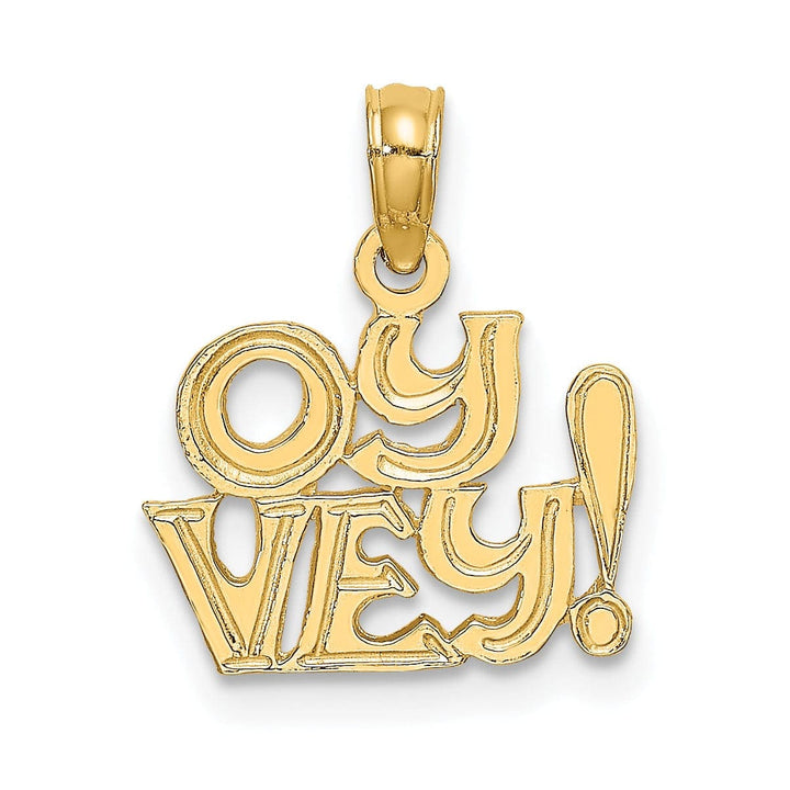 Lovely Rita's Pendants & Charms 14K Yellow Gold Polished Finish Solid Script OY VEY! Charm Pendant