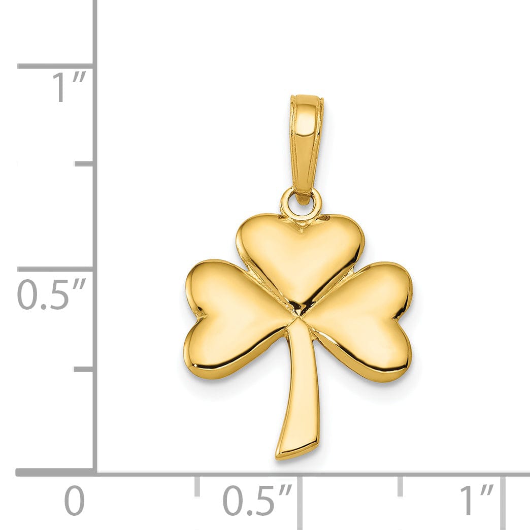 Lovely Rita's Pendants & Charms 14k Yellow Gold Polished Finish Solid Shamrock Charm Pendant