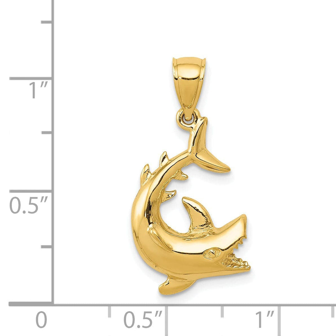 Lovely Rita's Pendants & Charms 14K Yellow Gold Polished Finish Solid Shark Charm Pendant