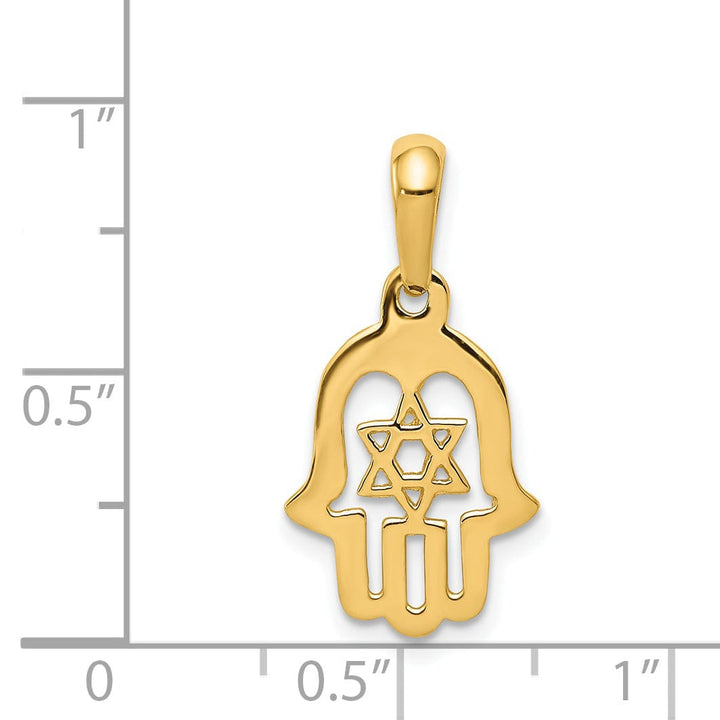 Lovely Rita's Pendants & Charms 14k Yellow Gold Polished Finish Solid Star of David Chamseh Pendant