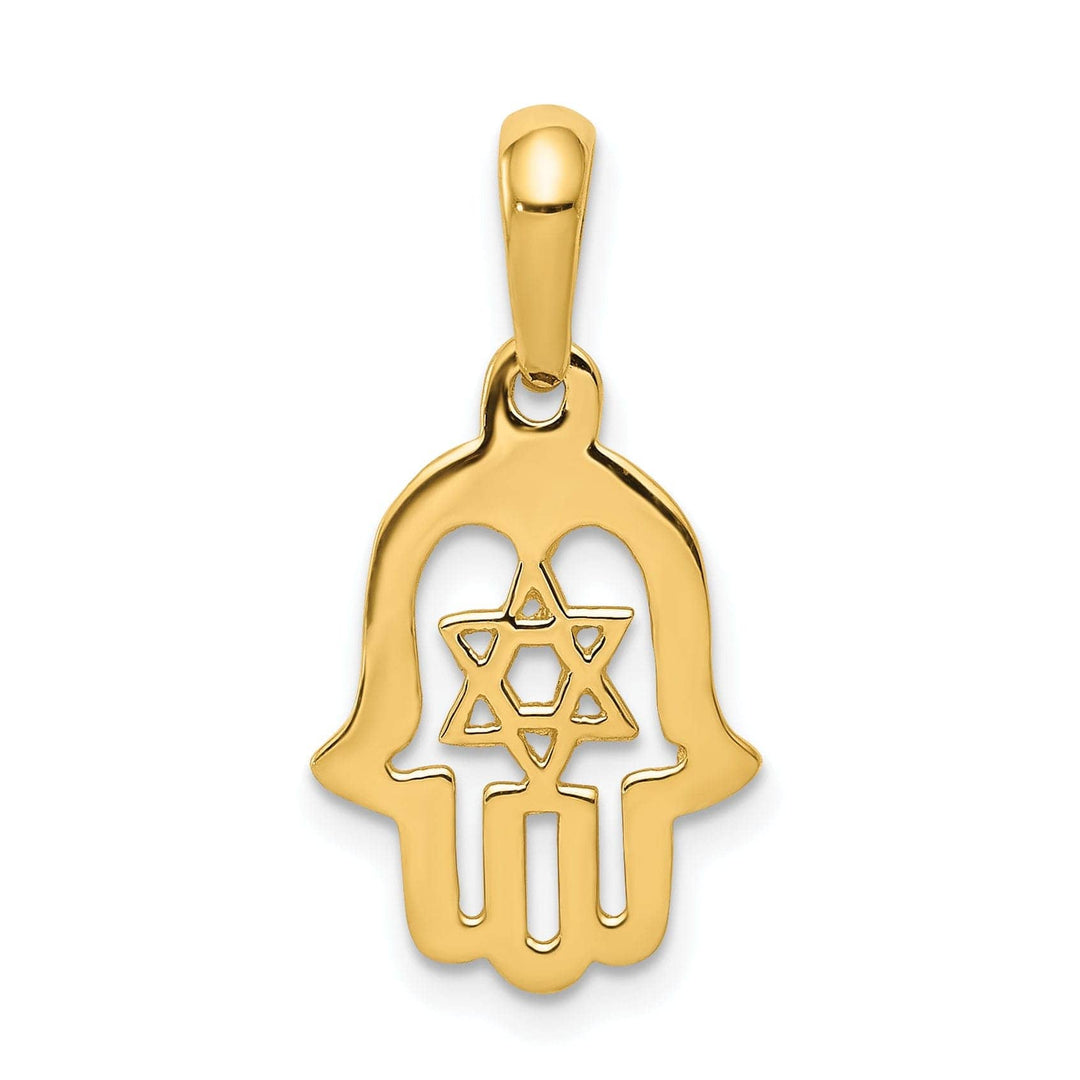 Lovely Rita's Pendants & Charms 14k Yellow Gold Polished Finish Solid Star of David Chamseh Pendant