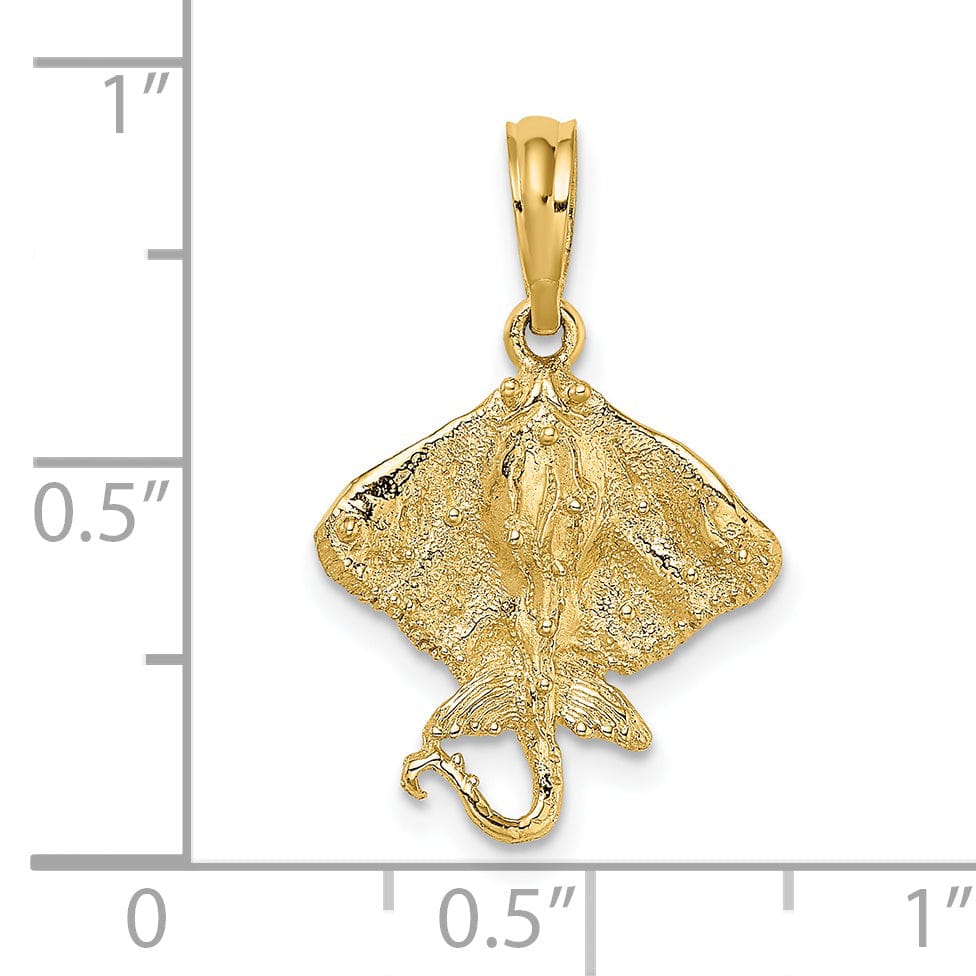 Lovely Rita's Pendants & Charms 14K Yellow Gold Polished Finish Solid Textured Casted Stingray Charm Pendant