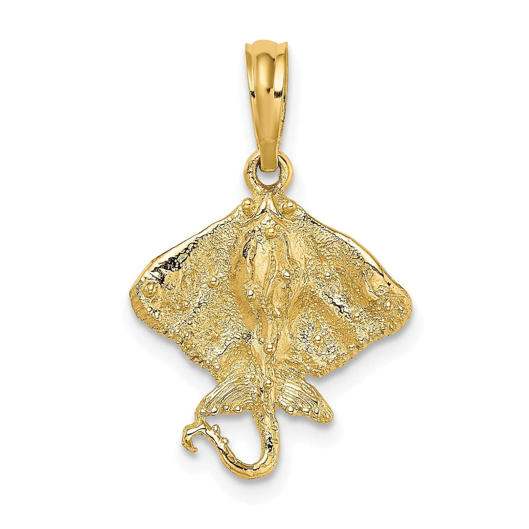 Lovely Rita's Pendants & Charms 14K Yellow Gold Polished Finish Solid Textured Casted Stingray Charm Pendant