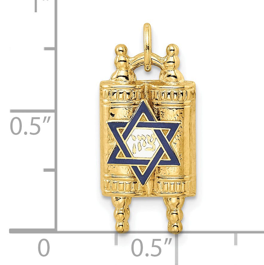 Lovely Rita's Pendants & Charms 14k Yellow Gold Polished Finish Solid Torah with Star of David Pendant