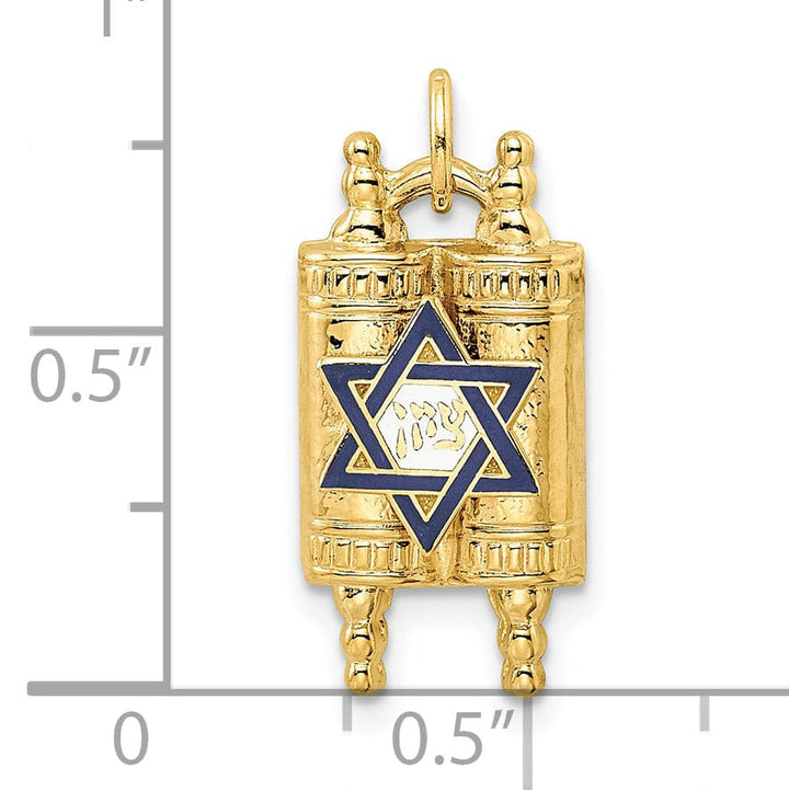Lovely Rita's Pendants & Charms 14k Yellow Gold Polished Finish Solid Torah with Star of David Pendant